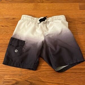 Mish Boys Kid’s White and Black Ombré Swim Trunks Size 4